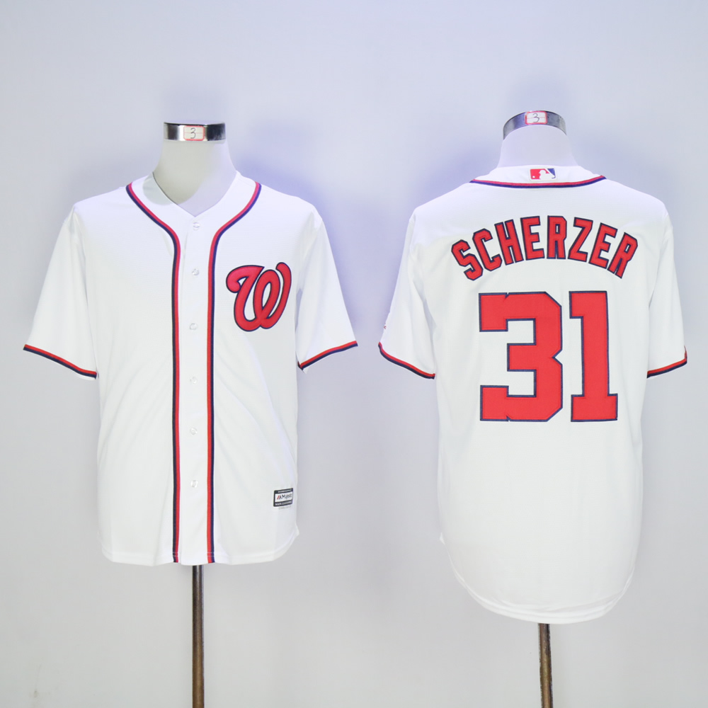 Men Washington Nationals #31 Scherzer White MLB Jerseys->washington nationals->MLB Jersey